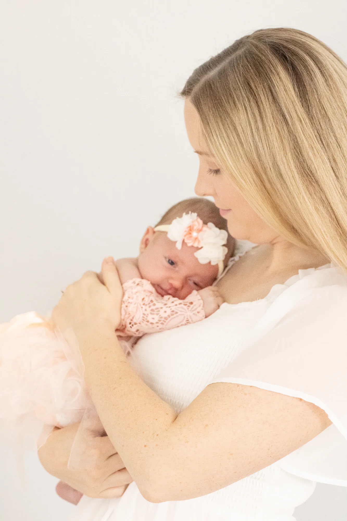 A peaceful newborn portrait at home